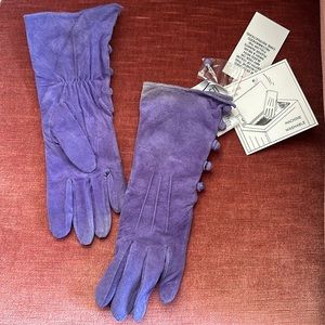 NWT Vintage deadstock Lizden washable purple suede lined gloves M